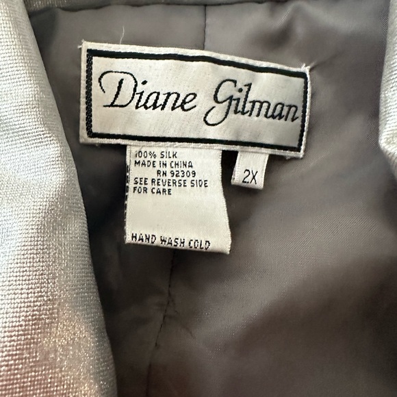 Diane Gilman Tiger Cat 100% Silk Jacket Vintage 80s/ 90s 2X - Picture 3 of 11
